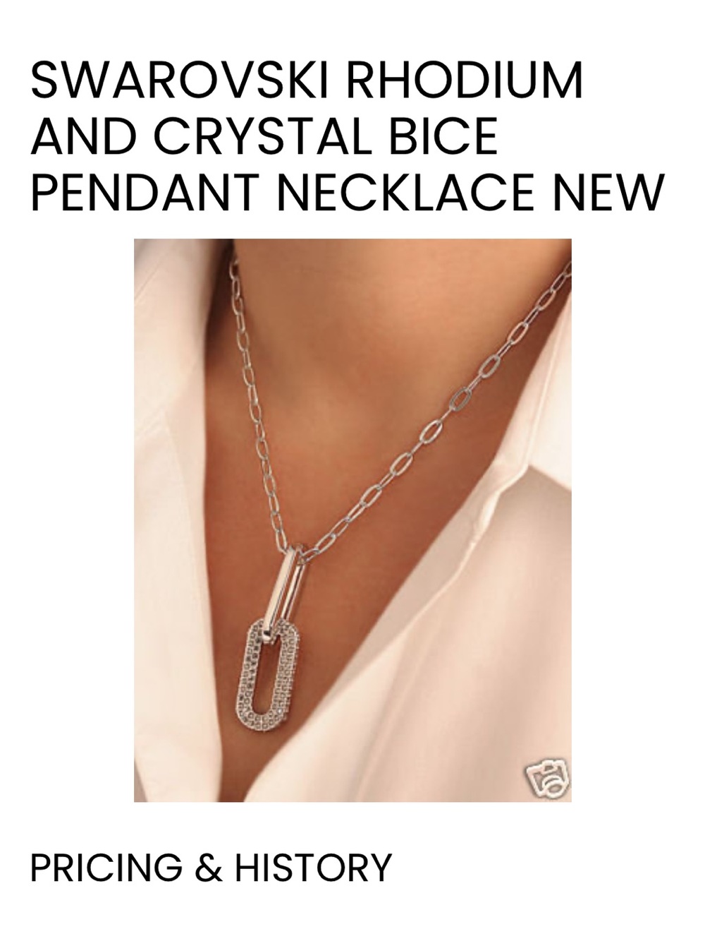 Swarovski Silver Crystal Pavé Link Pendant Necklace